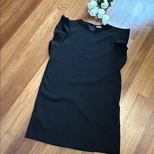 Elegant Black Dress with Ruffle Sleeves